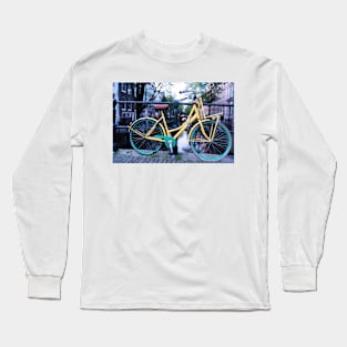 Yellow bicycle on Amsterdam bridge Long Sleeve T-Shirt